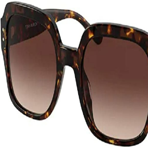 Tory Burch  56M Dark Tortoise/Light Dark Brown Gradient Square Sunglasses - Picture 2 of 4